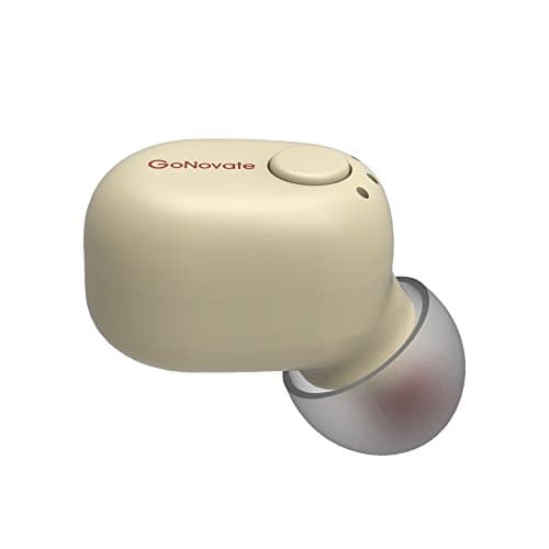 Bluetooth Earpiece, GoNovate Nano Mini Wireless Earbud with 6 Hours Playtime and Mic for iPhone and Android Phones (One Piece) - Khaki