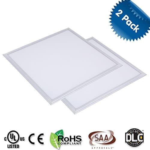 Enpower 2 Pack - 7G DIMMABLE 40 Watt 2'x2' Edge Lit Cool White Light (5000k) Scratch Proof - White Frame LED Panel Light for Office/Kitchen/Bathroom Overhead - Voltage 100v-240v - UL and DLC Listed
