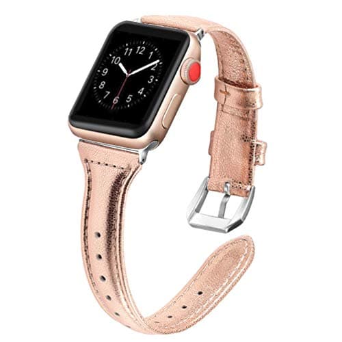 Leather Band Compatible for iWatch 38mm 40mm Strap Pattern Printed Replacement Wristband for Apple Watch Band Smartwatch Series 4 3 2 1 Version (Genuine Leather-Golden, 38mm/40mm)