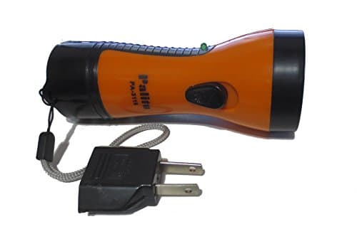 Palitu 5-LED Rechargeable Flashlight with Built-in Retractable Charging EU Plug (Orange with Black)