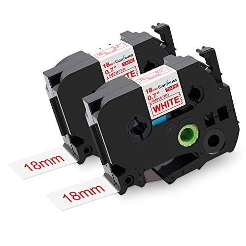 Wonfoucs Compatible Label Tape Replacement for Brother 18mm P-Touch Label Tape, Standard Laminated Red on White TZe-242 TZe Tape for Brother P Touch PT-2730 PT-D400 PT-D600 PT-P700, 2 Pack