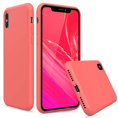 PENJOY Silicone Case for Apple iPhone Xs (2018) / iPhone X (2017) 5.8 inch, Full Body Protection Silicon Cases Support Wireless Charging Slim Rubber Cover (Orange)