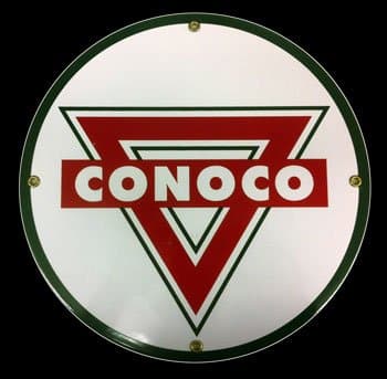 White Conoco Gasoline Porcelain Sign