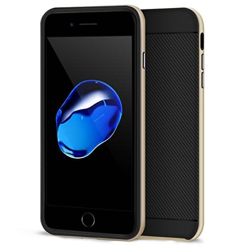HONGGE iPhone 7 Plus Case, Classic Slim Cushion TPU Scratch Resistant back and PC Frame Shock Asorbing Bumper Cover for iPhone 7 Plus(2016) (gold)