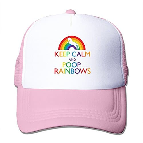 MZONE Personalized Flat Billed Caps Keep Calm and Poop Rainbows Truker Visor Cap Black