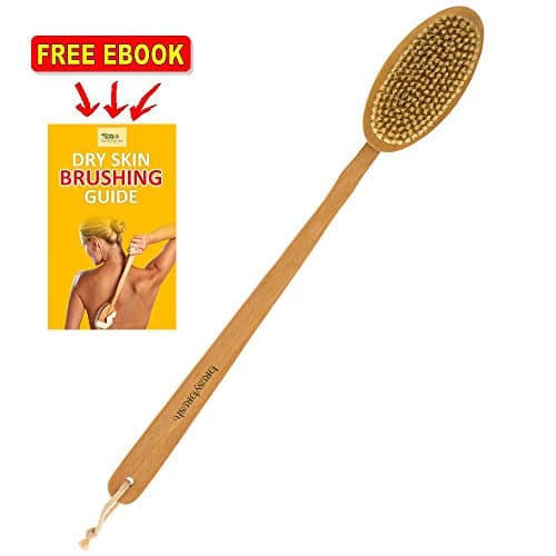 Brusybrush Extra Long Handle Bath Brush - Beech Wood Handle and Natural Boar Bristle Head - Best Body Scrub Exfoliating Brush on Amazon (3)