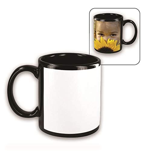 Mug 36pc Black ORCA Blank Ceramic Mugs with White Sublimation Patch - 36 per case