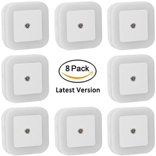 Koocat LED Night Lamp with Dawn Sensor, White Glow, 8 Pack