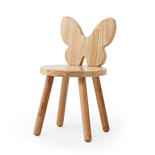 FQNM Small Stool Solid Wood Back Chair Solid Wood Home Cartoon Shoe Bench Baby Chair Stool (Color : Butterfly)