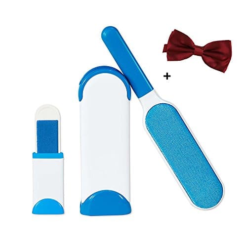 Pet Fur Remover with Self-Cleaning Base Double-Sided Brush for Dog Cat Hair - a Bow Tie Gift Included