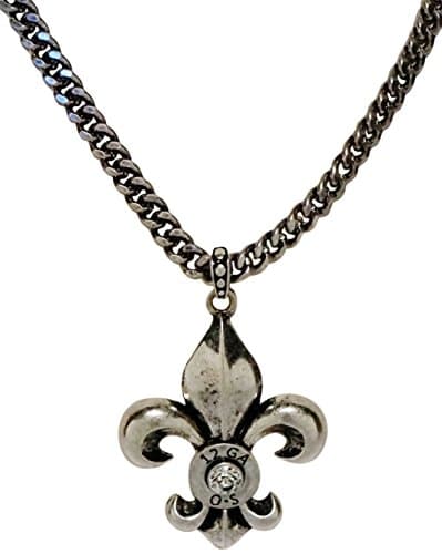 Necklace - Silver Tone 12 Gauge Shell Case Accentd Fleur De Lis - Kiki's 12 Gauge