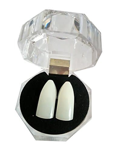 Vampire Dentures Shape Fangs Realistic Deluxe Teeths (without Glue) (15mm ( plastic ), Off white)