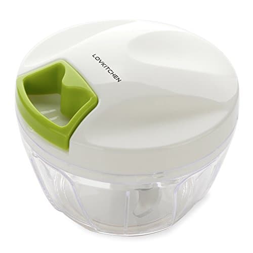 Manual Food Chopper-LOVKITCHEN Compact and Powerful Hand Held Vegetabe Chopper/Mincer/Blender to Chop Fruits/Vegetables/Nuts/Herbs/Onions/Garlics for Salad,Pesto,Coleslaw,Puree (S)