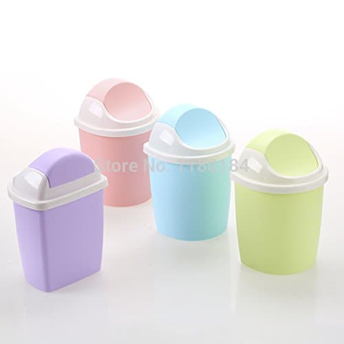 1PC 4 Colors Plastic desktop garbage cleaning barrel creative fresh candy color small trash (Green)