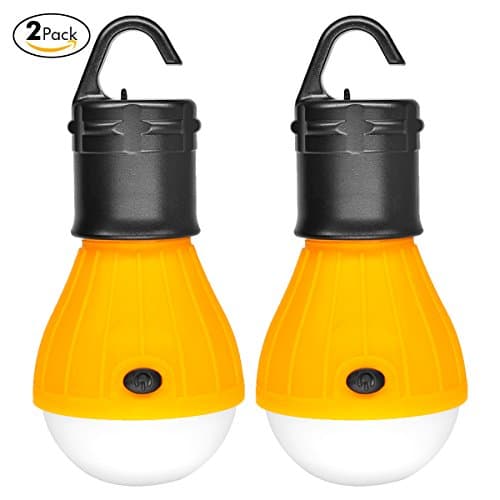 2 Pack Sanniu Portable LED Lantern Tent Light Bulb for Camping Hiking Fishing Emergency Light, Battery Powered Camping Equipment Gear Gadgets Lamp for Outdoor &amp; Indoor(YELLOW)
