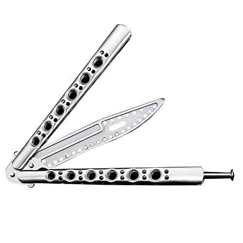 toptens Tactical Combat Trainer Training Folding Tool Knife Practice Metal Steel Handle Blunt Butterfly Knife
