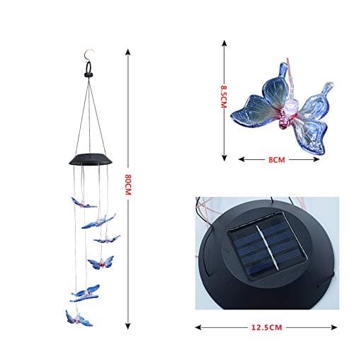 Solar Wind Chime Light Wind Turn Light Hummingbird Solar Gift Light Color LED Garden Hanging Light Butterfly Wind Chime Light