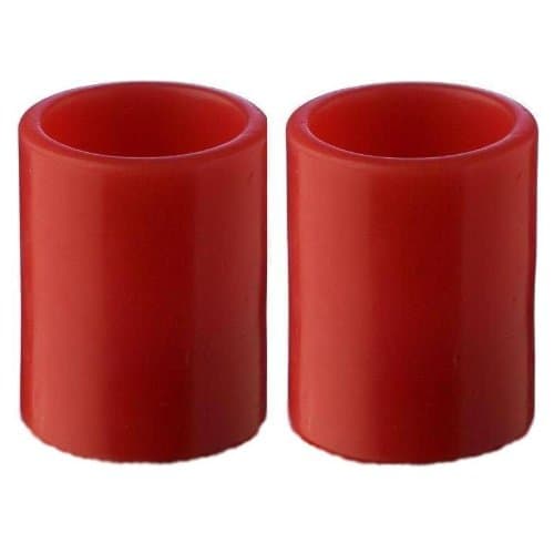 2 x RED Small LED Real Wax Twin 2.5" PILLARS - Battery Operated Candles SmartCandle
