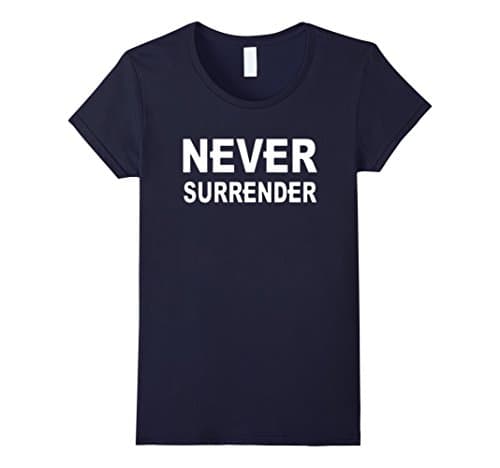 Womens NEVER SURRENDER TSHIRT Large Navy