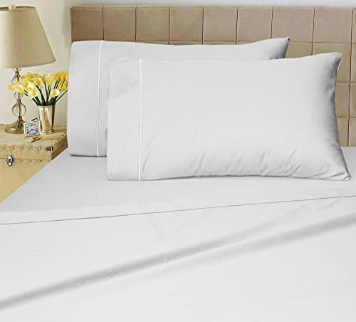 Luxury 1200 Thread Count Cotton Rich 4 Piece Sheet Set (Queen, White)
