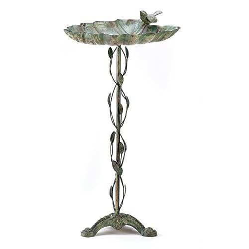 Bird Bath, Antique Iron Verdigris Decorative Rustic Bird Bath with Stand