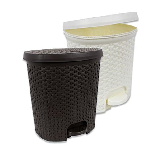 Rubbish Bin Small Rattan Effect Pedal Bin 7 L Brown or White brown
