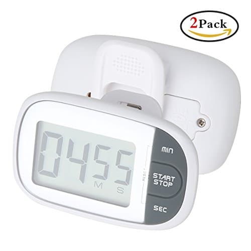 Kitchen Timer Digital Cooking Timer with Loud Alarm Countdown Timer with Big Digits Large LED Display Alarm Sound Clip Backing for Cooking Baking Sports Games Office Battery Included(2 pack)