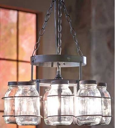 Wrought Iron Mason Jar Chandelier Light