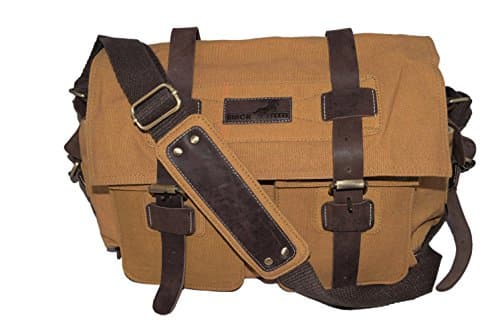 Black Steed Canvas Leather Messenger Shoulder Bag