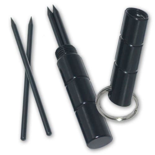 5.5" Kubaton with 4 Ninja Throwing Spikes- With Keyring Folding Knife Blade Steel Sharp Edge Dagger Pocket Hunting Camping Camp