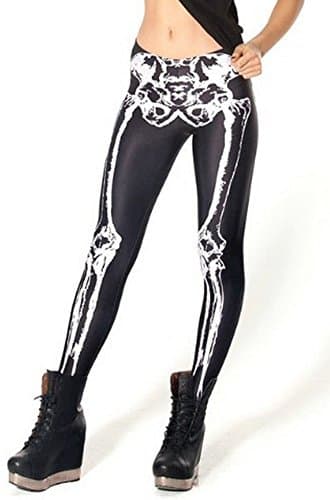 Woman Skeleton Digital Printed Pants Black Bone Plus Size