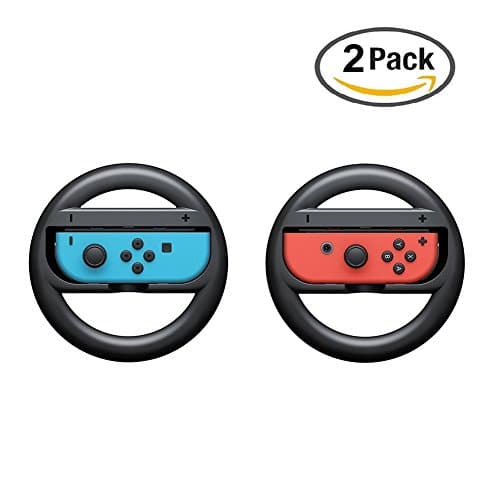 Steering Wheel for Nintendo Switch, Aroek Nintendo Switch Joy-Con Wheel Pair, Black