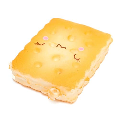 5PCS New Cute Funny Kawaii Face Simulate Biscuit Cookie Squishy Toy Stress Reliever Phone Chain