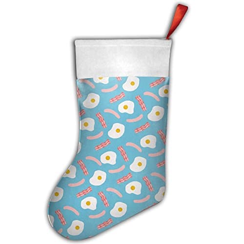 Simple Breakfast Eggs Bacon Sausage Christmas Stocking Holders Red Needlepoint Personalized Gifts Decorate Toys