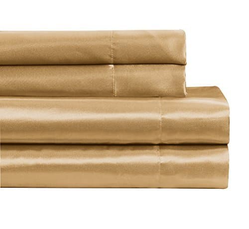 Fancy Collection 4 pc Satin Sheet Set Super Soft New (California King, Gold)