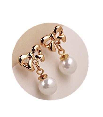 The Golden Plated Heart Shape and buttfly shape Earing Stud with Azorite and Pearl (Buttfly-Pearl)