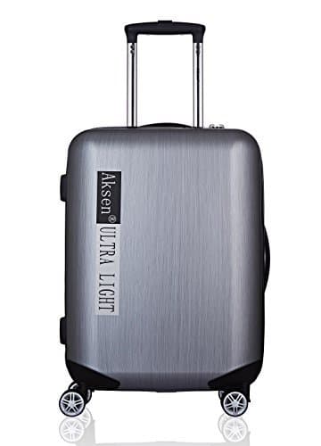 Silver Grey Carry on Lightweight Upright Hardshell Polycarbonate Rolling Extreme Spinner Trolley Durable Luggage On Wheel 22"x16"x8.5" w. TSA Lock With Push-Button Aluminum Handle & ABS System