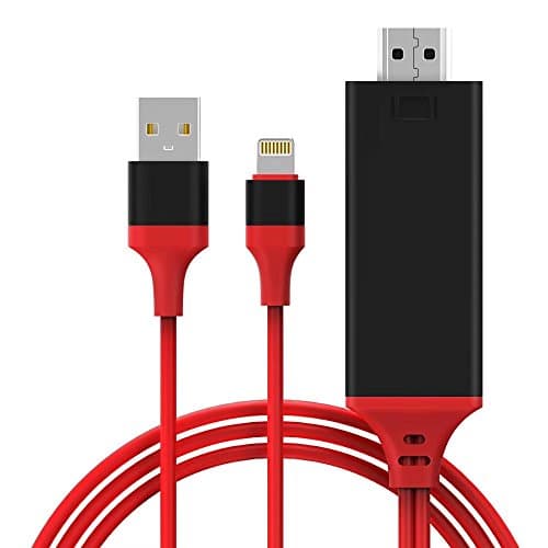 Lightning to HDMI, iPhone to HDMI Cable Lightning Digital AV to HDMI Adapter 6.5ft 1080P HDTV Cable for iPhone8,iPhoneX,iPhone5, iPhone6,iPhone7,iPad,iPod,Plug and Play