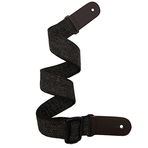 LONGTAI Classical Ukulele Straps Soft Cotton Linen Braided with Button,Real Leather Ends,Neck Ties for Hawaiian Guitar (Deep Brown)