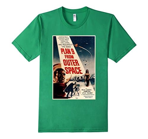 Men's Plan 9 From Outer Space Retro Vintage Poster T-Shirt Men XL Kelly Green