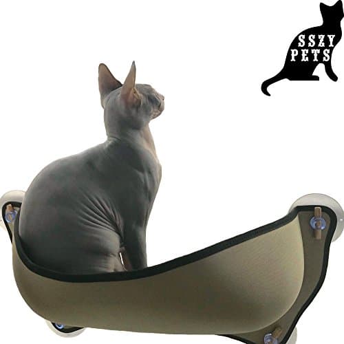 SSZY Pets Cat Window Perch for Large Cats Creative Cute Unique Cat Window Bed With Four Suction Design Lounger Perch Sofa Cushion Mount cat window seat (L)