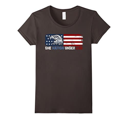 Women's one nation under god tshirt Medium Asphalt
