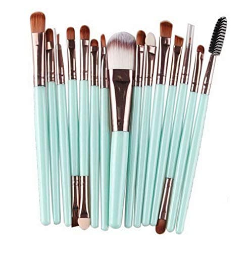 Kaputar 1-22PCS Pro Makeup Brushes Set Foundation Blush Face Powder Eye Shadow Brush CA | Model MKPBRSH - 256 | 15PCS Mint Green