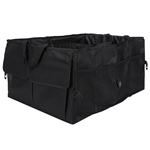 HeLong Trunk Organizer,Large Collapsible Trunk Storge Box For Auto Car,SUV,Truck With Black,Blue-Best Grocery Trunk Storge Bins (522628.5CM, Black)