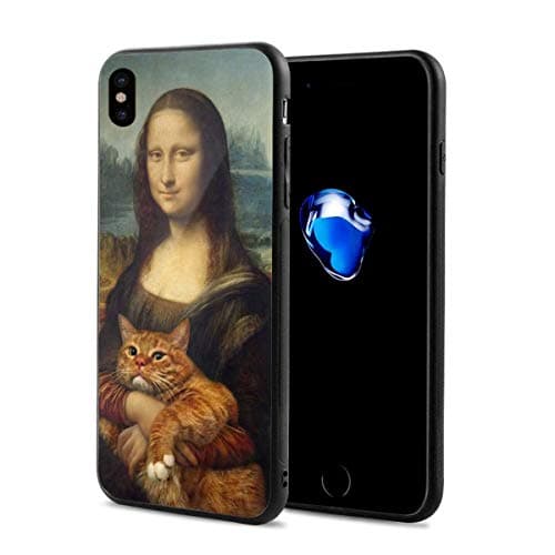 Monalisa and Her Cat X Phone Case Compatible with iPhone X/Xs Fun Crazy Cute Phone Case 2.9 X 5.8 Inch.