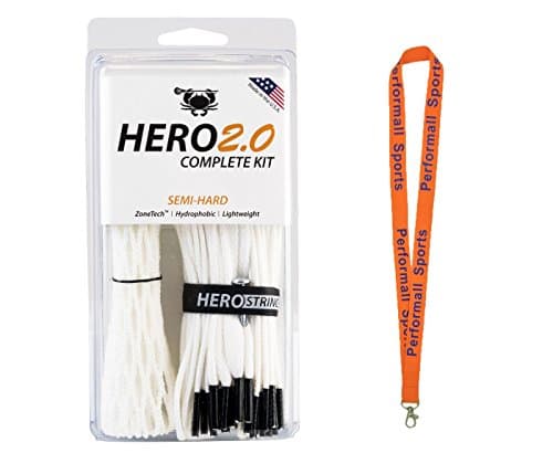 East Coast Dyes Bundle: ECD Lacrosse Hero2.0 Complete Kit Semi-Hard Lacrosse Mesh White with 1 Performall Lanyard