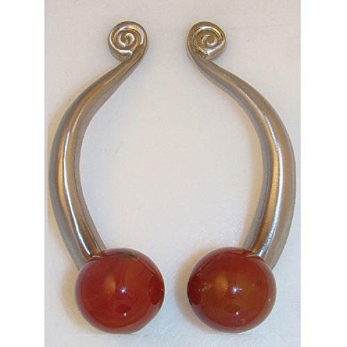 Casa Hardware Crystal Carnelian Cabinet Pull - Satin Nickel - Left