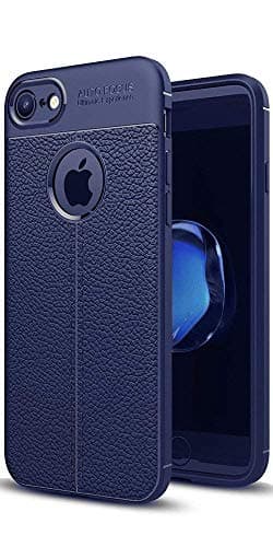 STARZ Silicon Case,Protective Cover + Leather Gel Effect at Back Auto Focus Case Cover for Apple iPhone 6/6s [Slim-fit] Blue.