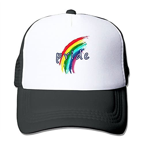 Djsaend Unisex Pride Rainbow One Size Unisex Fitted Mesh Hat Baseball Caps Black
