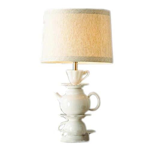 LU-Table lamp Creative Modern Chinese-Style Lighting teapot Tea Cups Ceramic Table lamp Home Hotel Living Room Decoration Desk lamp (Color : Beige)